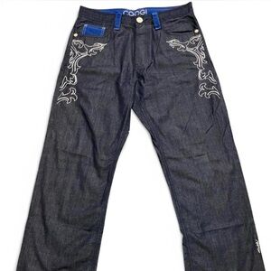 Vintage COOGI Baggy Embroidered Oni Mask Streetwear Denim Jeans W34 L34